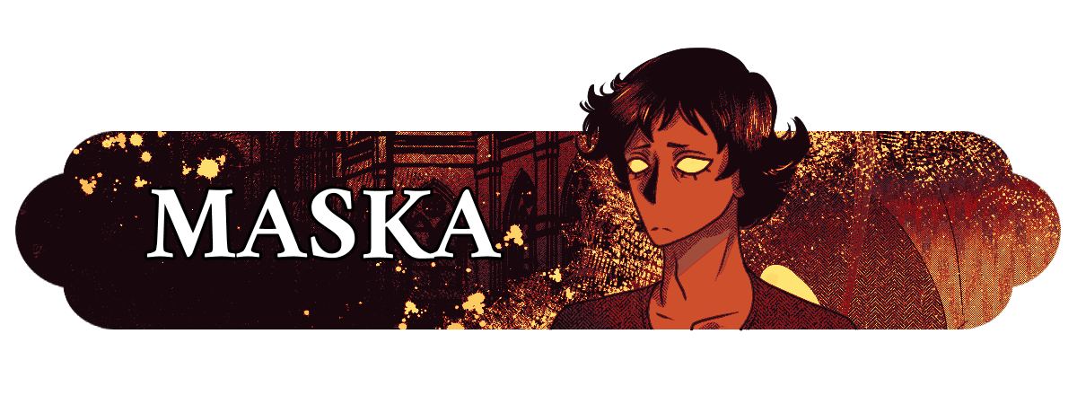 Maska Bohaterka o żółtych oczach, MASKA Iocte Nocte, komiks z maratonu 8h, lomcia, psychologiczny dramat o bezpieczeństwie.