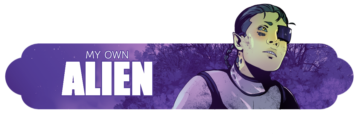 My Own Alien Marsjanin z opaską na oku, My Own Alien Iocte Nocte, komiks sci-fi o poszukiwaniu domu i szczęścia.