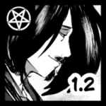 Czarno-biała miniatura komiksowa w stylu noir przedstawiająca Mefista z profilu. Postać ma długie, czarne, lśniące włosy, lekki zarost oraz charakterystyczny, wyrachowany półuśmiech dyplomaty. Mefisto jest ubrany w ciemną koszulę w prążki, co podkreśla korporacyjny klimat Piekła. W lewym górnym rogu znajduje się biały symbol pentagramu wpisany w okrąg na czarnym tle. W prawym dolnym rogu widnieje duży, czytelny numer rozdziału "1.2". Całość charakteryzuje się wysokim kontrastem, gęstym rastrem i precyzyjną kreską typową dla mrocznego fantasy i thrillerów politycznych.