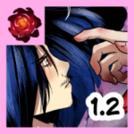 Zbliżenie w stylu neon noir na profil Mefisto, czarnowłosego demona i dyplomaty, który patrzy w górę z wyrazem uległości i niepokoju. Na pierwszym planie widoczna jest dłoń Andrielacha (Księcia Ciemności), która delikatnie, lecz władczo dotyka twarzy Mefisto, sugerując toksyczną dominację. Kompozycja charakteryzuje się wysokim kontrastem: głęboka czerń włosów Mefisto kontrastuje z jasną karnacją i różowym, neonowym tłem. W lewym górnym rogu znajduje się symbol krwistoczerwonej róży, a w prawym dolnym biały numer "1.2". Estetyka grafiki łączy surowy kontur komiksowy z malarskim cieniowaniem typowym dla gatunku dark fantasy i webtoons.